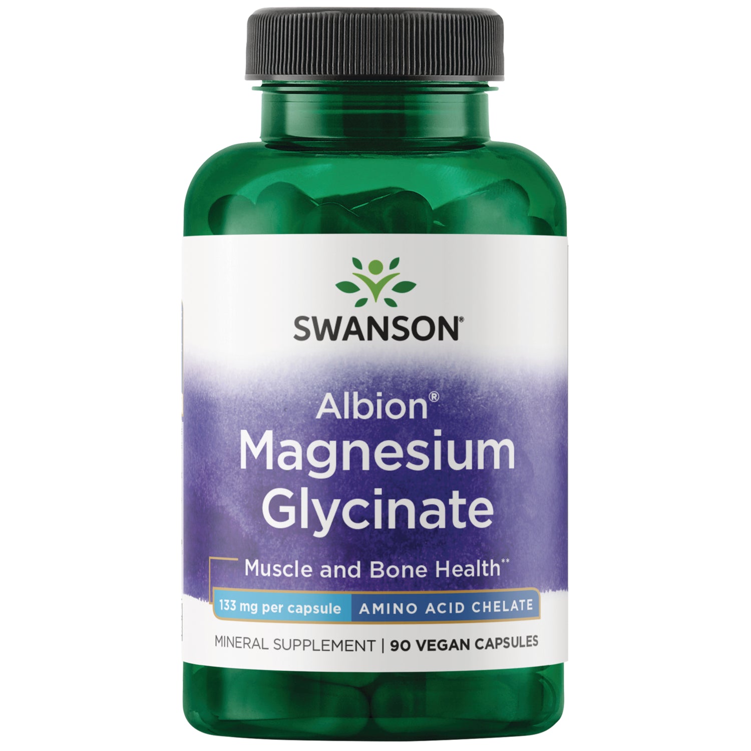 Swanson Albion Magnesium Glycinate 133 mg — 90 Vegan Capsules