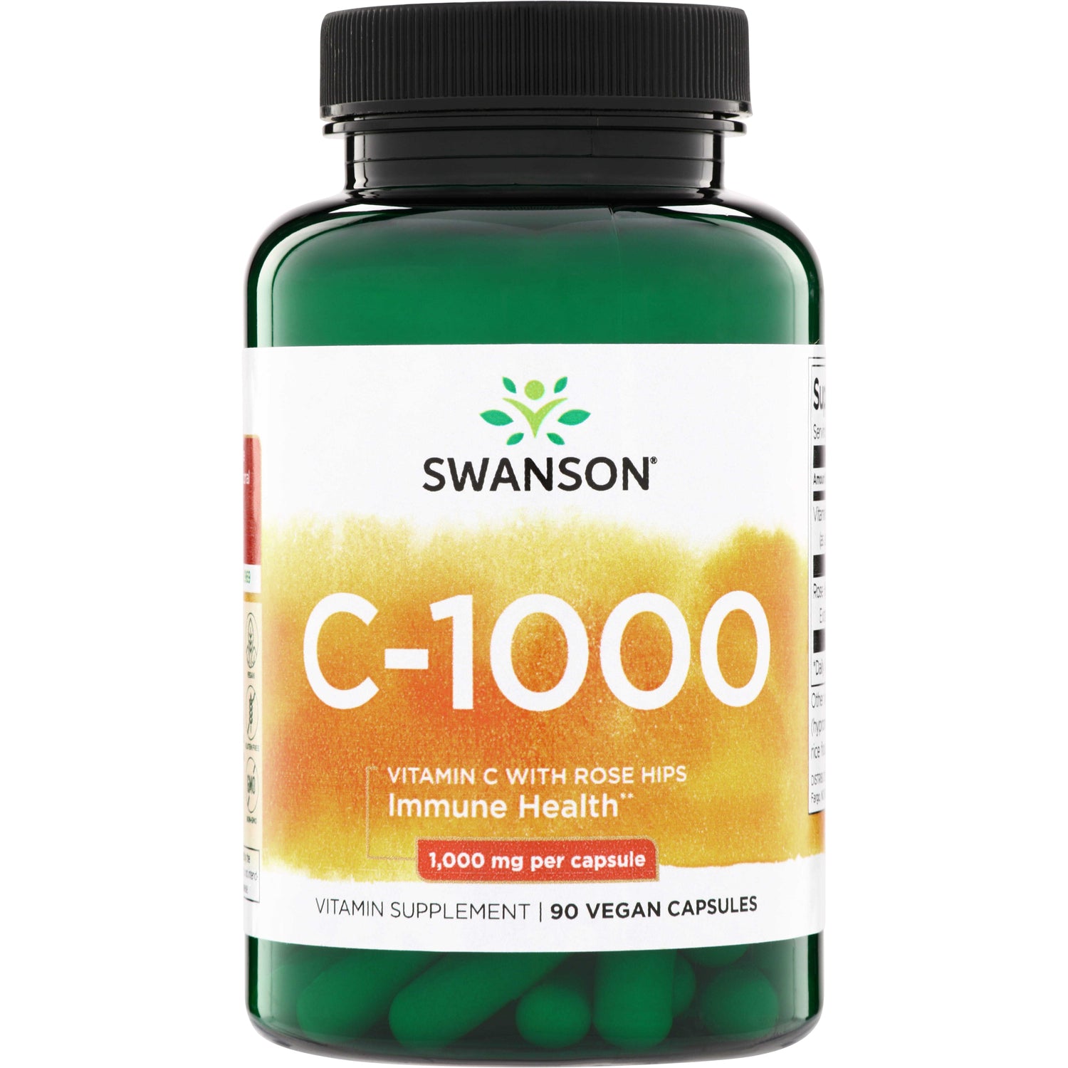 Swanson C-1000 - Vitamin C with Rose Hips 1,000 mg — 90 Vegan Capsules